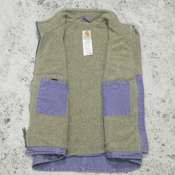 Vintage Carhartt WOMENS WV001 BDK Sherpa Lined Purple Vest Size Small - Picture 2 of 11